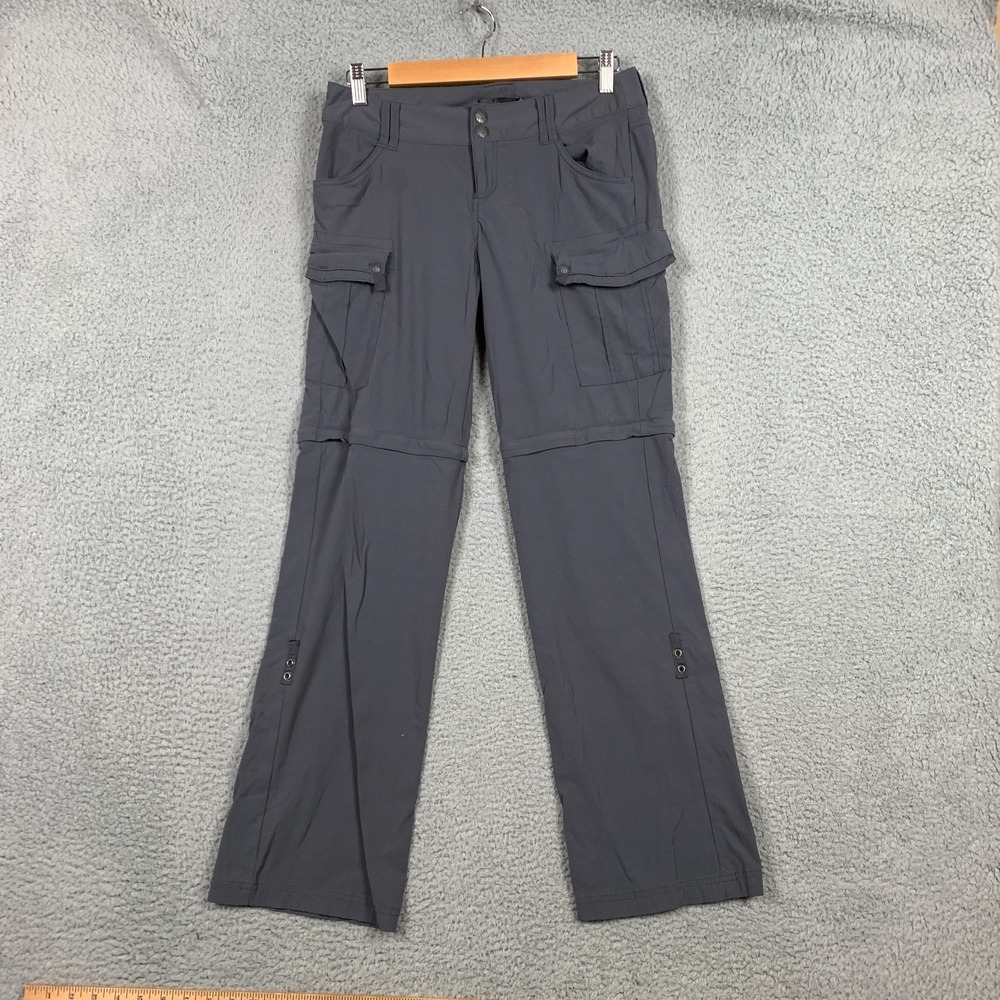Prana Cargo Pant Women's 2 Gray Stretch Convertible Relaxed Straight Fit Outdoor